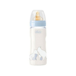 Chicco Biberón Touch Azul Tetina Latex +4 Meses 330Ml.